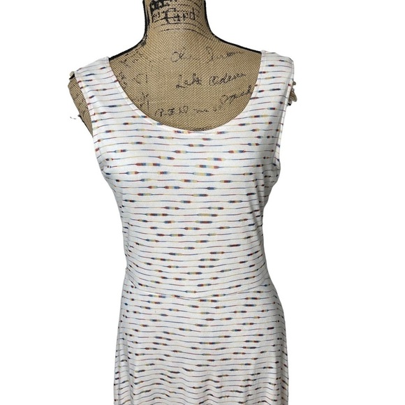 Doe & Rae White Striped Sleeveless Dress Size Medium Strappy Back - Picture 6 of 12